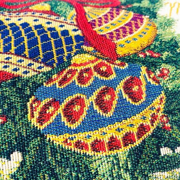 Vtg Pair Christmas Scene Ornaments Tapestry Throw Pillows 16” x 11" Multicolor - Picture 9 of 9